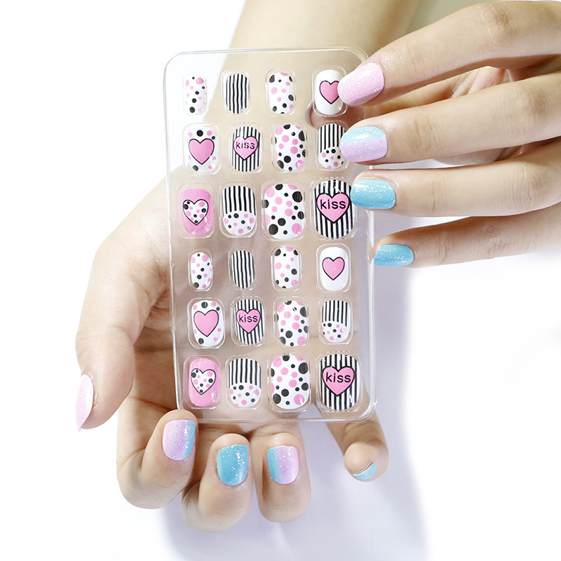Taifei Manicure 24 Pieces Bag Wearable Nail Piece Finished Manicure Children's Patch Manicure Finished Nail Piece