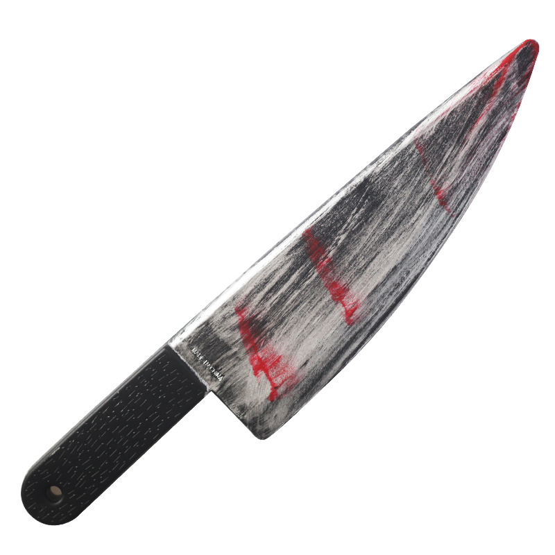 Halloween Simulation Plastic Knife Net Red Blood Sharp Knife Ghost Festival Decoration Toy Blood Kitchen Knife Trick Props Machete Sickle