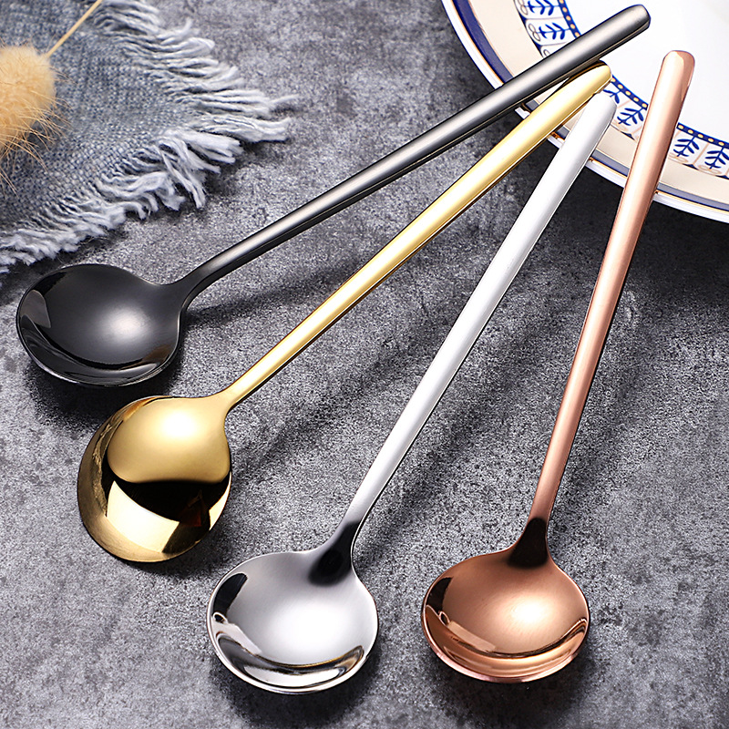 304 Stainless Steel Small Spoon Coffee Spoon Gold & Small round Spoon Bird's Nest Spoon Honey Dessert Spoon for Stirring Wholesale