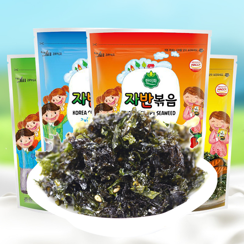 韩国进口韩美禾炒海苔60g/袋原味辣味烧烤海鲜味拌饭紫菜20包一箱