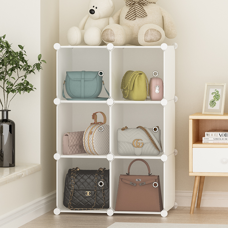 Small Storage Shelves Wardrobe Household Partition Storage Artifact Transparent Simple Bag Storage Cabinet 0819