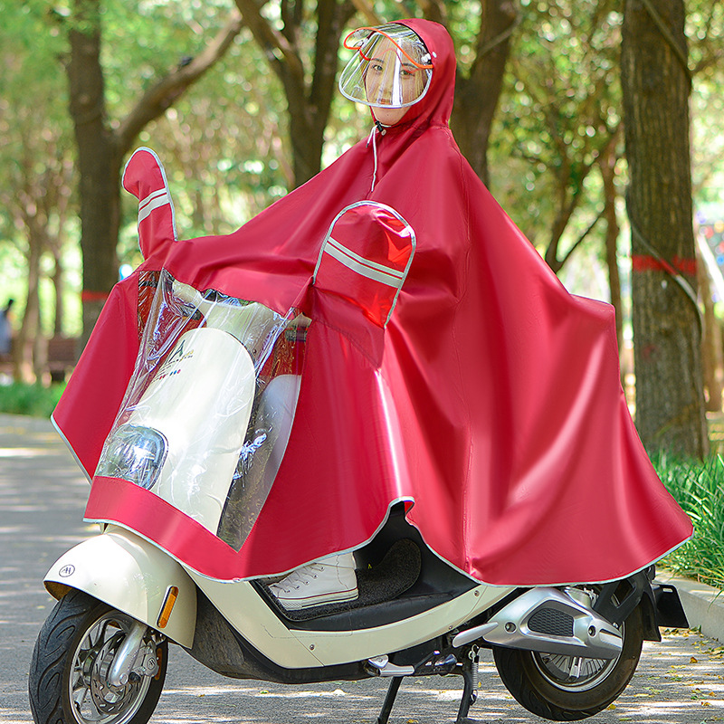 电动车电瓶车雨披男女款加大加厚 双帽檐雨披单人牛津布雨衣厂家