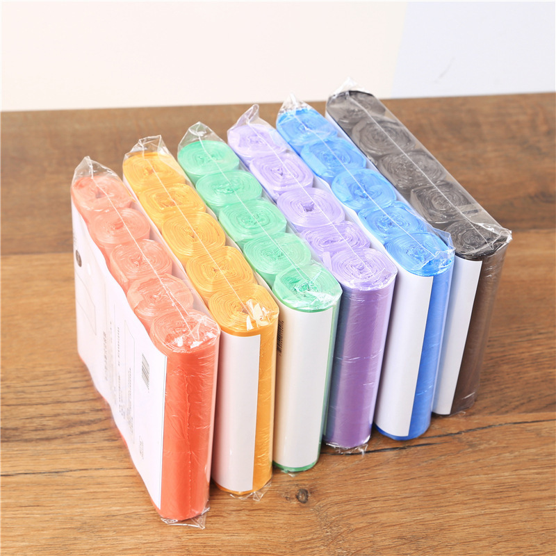 5 Rolls Full New Material Garbage Bag Thickened Point Break Disposable Household Medium Kitchen Flat Mouth Plastic Bag Roll