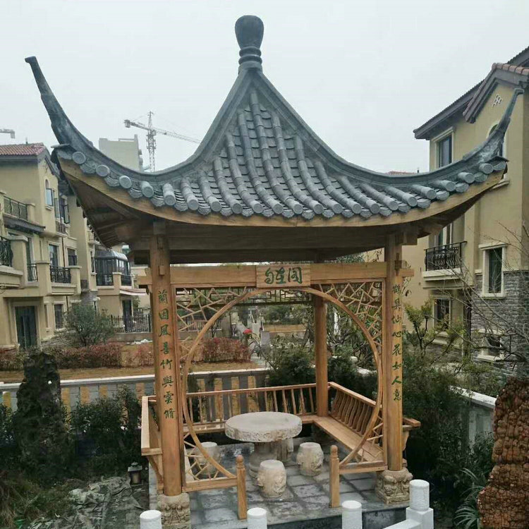 北派四角简易亭子双层四角凉亭新中式休憩四角亭子徽派遮阳凉亭