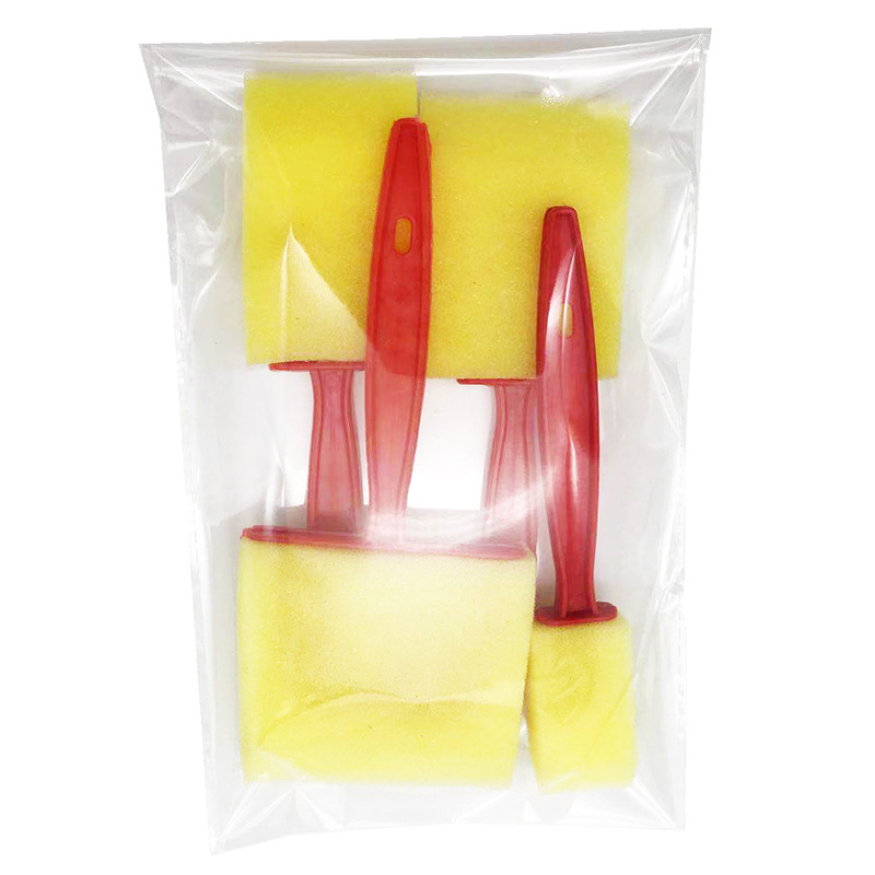 Painting Sponge Brush 4-Piece Set Red Handle Kindergarten Sponge Brush Children Graffiti Diy Art Supplies