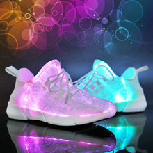 发光纤灯鞋童鞋跨境中小童led充电发光鞋儿童鞋USB七彩灯鬼舞板鞋