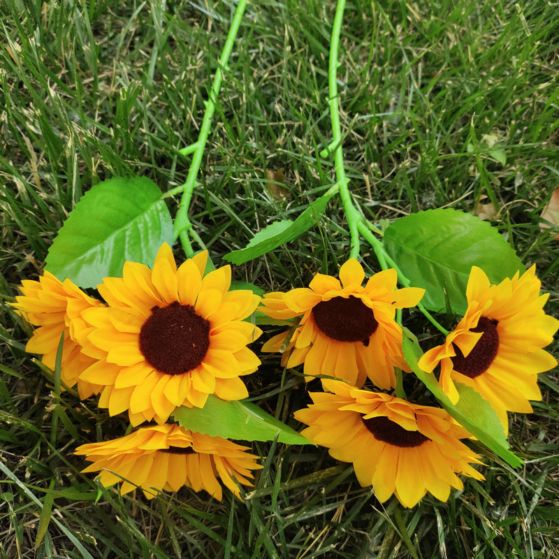 New 7 Fork SUNFLOWER Pastoral Style Indoor and Outdoor Furniture Decorative Fake Flower Photography Props Simulation Sunflower