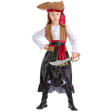 万圣节儿童cosplay维京海盗Pirate海盗小船长服装 假两件套连衣裙