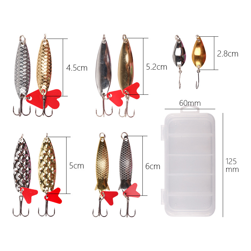 Luya Bait Bait Suit Factory Wholesale Lure Pineapple Sequins Box Iron False Bait 10 PCs/Box