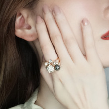 太阳云 经典多色珍珠戒指女款夸张个性食指戒混批发 一件代发饰品