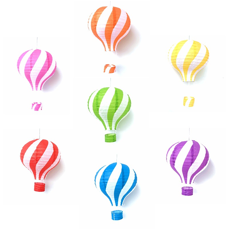 热销创意广告新款中秋生日儿童橱窗装饰条纹热气球纸灯笼批发挂饰