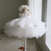 儿童生日礼服女童模特白色公主裙白纱裙平时可穿超仙洋气连衣裙