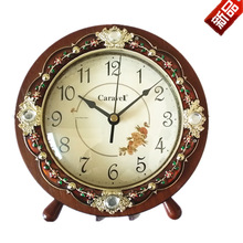 时尚台钟 卧室钟石英钟表复古欧式木质座钟客厅静音钟表