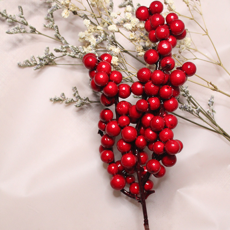 Christmas Chinese Hawthorn Simulation Red Berry Christmas Decoration Lovesickness Foam Chinese Hawthorn Chinese Hawthorn Branches New Garland Accessories