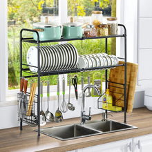 不锈钢双层餐具沥水架 厨房用品道具收纳 单层碗碟滤水餐具置物架