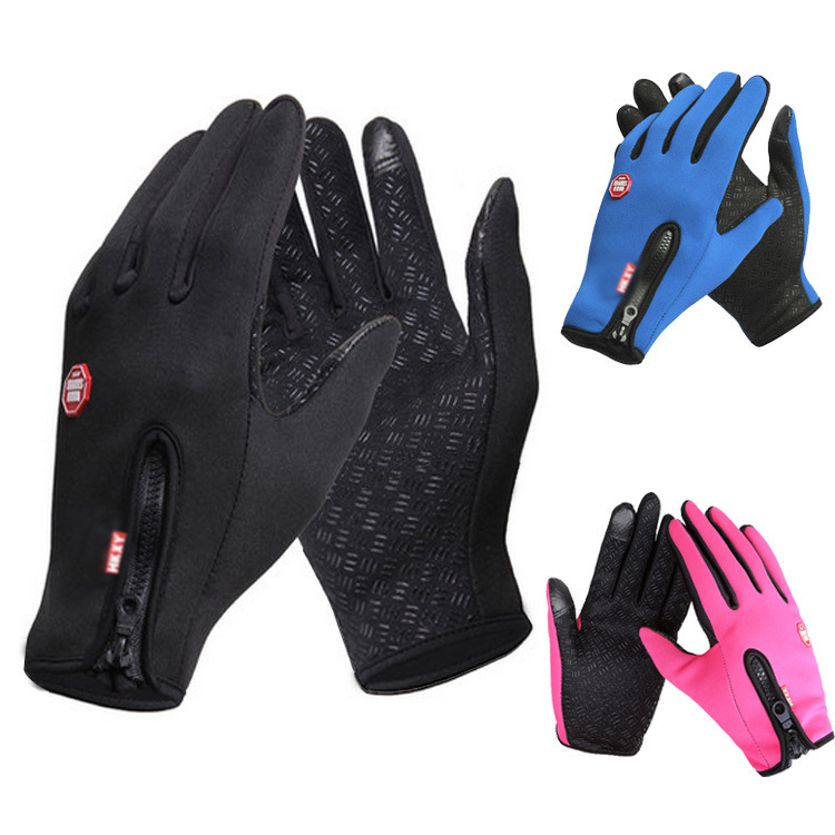 Autumn and Winter Cycling Men's and Women's Fleece Windproof Warm Touch Screen Gloves Outdoor Mountaineering Skiing Cycling Zipper Gloves