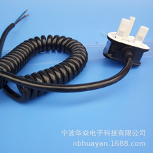 英规三插品字尾弹簧线 三芯0.75平方PU黑色弹簧线设备延长螺旋线