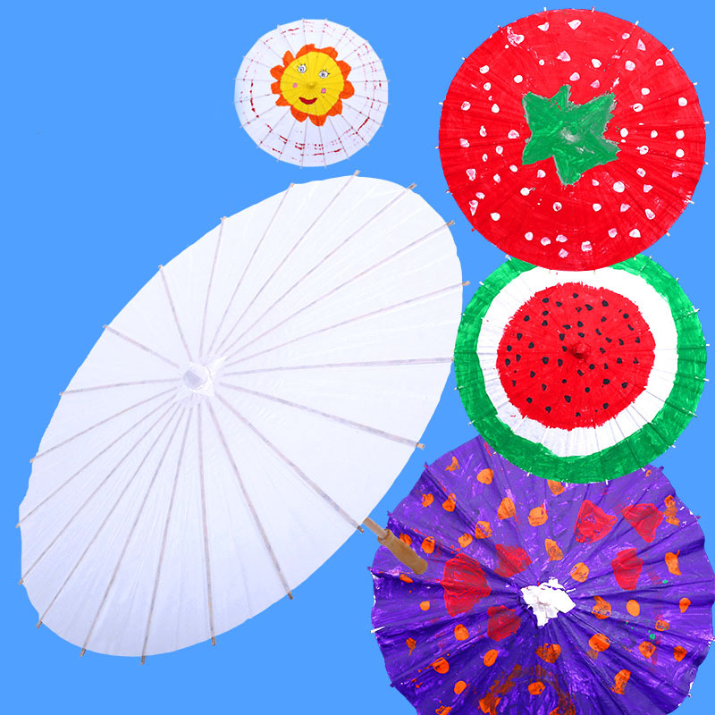 Paper Umbrella Diy Handmade Painting Umbrella Kindergarten Style Creative Children Hand-Painted Umbrella Graffiti Umbrella Blank Oiled Paper Umbrella