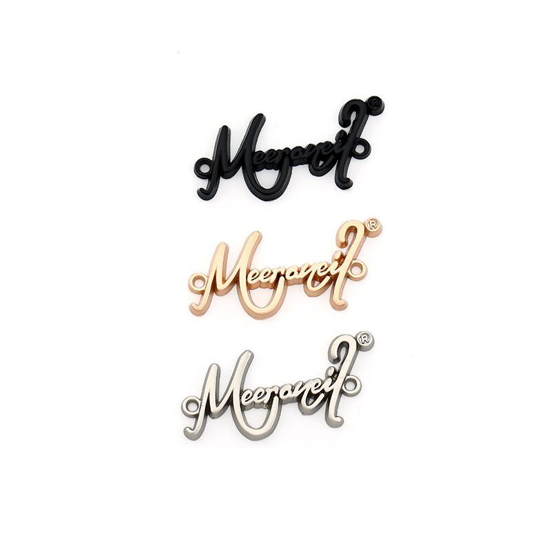 Manufacturers Can Set Electroplating Zinc Alloy Label Clothing Hardware Logo Punching Hand Sewing Sign Pure Letter Label