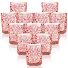 欧式立体浮雕粉色玻璃杯形装饰摆设厂家直销小烛台DIY灌蜡烛空杯