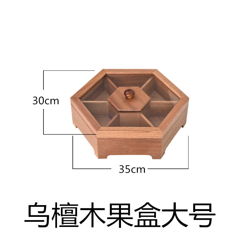 Wooden Compartment with Lid Candy Dried Fruit Box Wooden Melon Seeds Peanut Snack Snack Fruit Box Chinese Creative Fruit Box