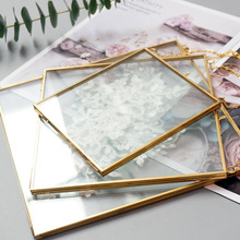 黄铜玻璃相框标本夹永生花照片展示架欧式家居装饰相框