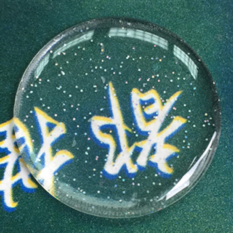 25mm 25.4MM 1英寸 3D加金葱粉圆形PVC环氧树脂滴胶贴片1.6mm厚度