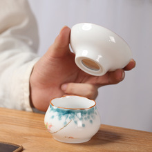 手绘功夫茶具茶漏 复古滤网茶滤过滤器 创意日式茶具配件