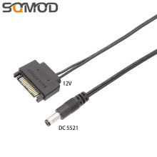 DC连接线 电源SATA公转DC 5521 12V供电 SATA转DC线 20cm 24AWG