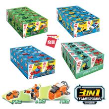 启蒙积木2101-2106变形工程消防车飞机汽车3in1儿童拼装玩具礼物