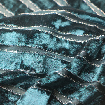 金钻绒针织纬编抽条仿烂花条银丝韩国绒弹力钻石绒不倒绒金钻绒布