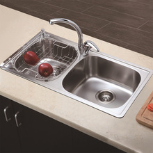 厂家批发 达威尔 304不锈钢水槽 Sink星盆厨房一体拉伸双槽洗菜盆