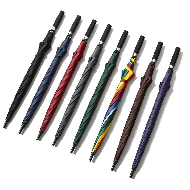 Wholesale Umbrella Fiber Automatic Business Straight Rod 27-Inch Golf Umbrella Printing Logo Gift Long Handle Advertising Umbrella