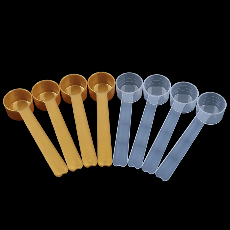 金色塑料勺子5g面膜粉勺4克刻度量勺透明平底勺8ml液体计量勺