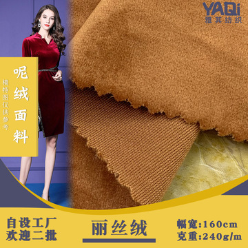 中大面料 秋冬季时装潮流 丽丝绒布 纯涤面料 箱包大衣羽绒服布料
