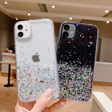 闪粉星星iPhone15手机壳14 max适用苹果7plus新年款15 SE滴胶金箔