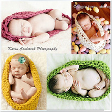 婴儿摄影服饰 手工毛线针织睡袋套装 新生满月百天宝宝拍照帽子