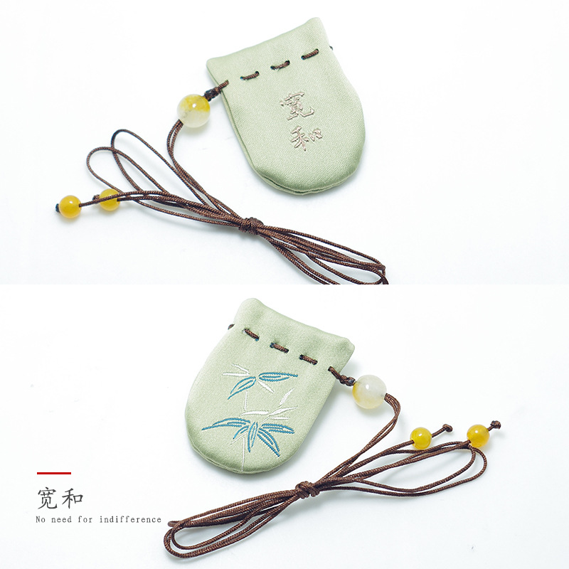 Mini Perfume Bag Bag Can Hold Spices Long Shoelace Halter Portable Zen Sachet round Double Sided Embroidery Small Sachet