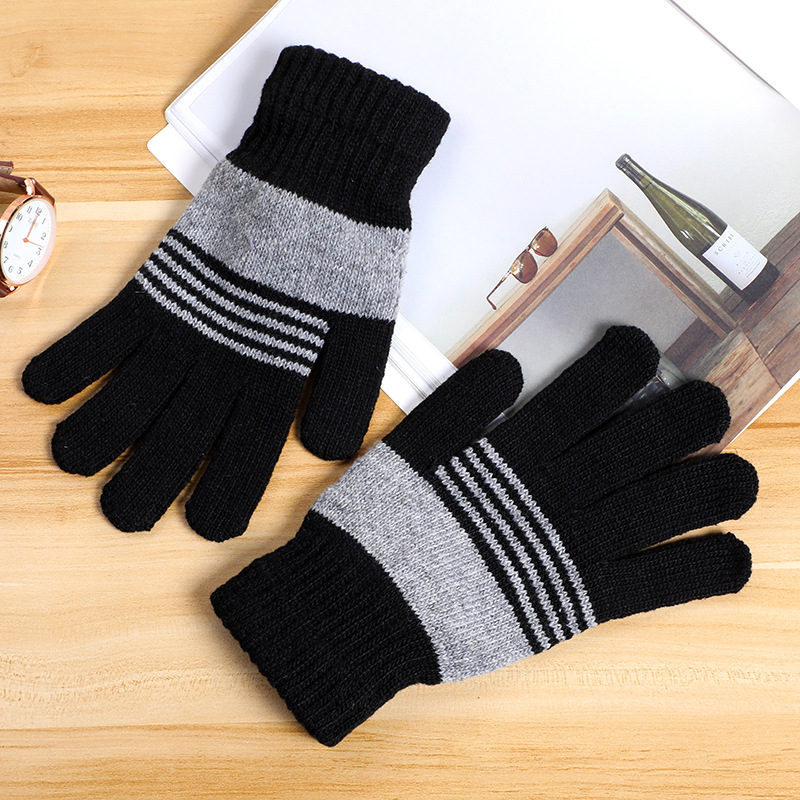 autumn and winter warm gloves winter student knitted knitting wool gloves korean men and women riding full finger non-slip gloves