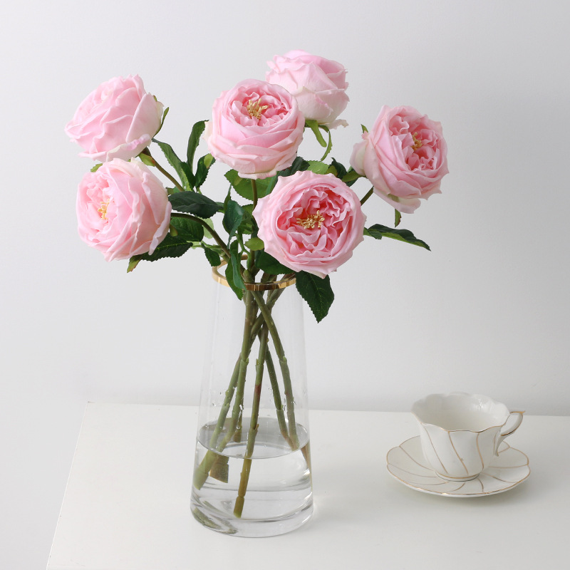 Feel Moisturizing Rose Ins Style Artificial Bouquet Photo Props Curling Tea Rose Austin Rose Artificial Flower