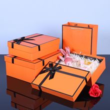 新款大号橙色天地盖包装盒服装鞋帽羽绒服礼物盒生日礼品盒子