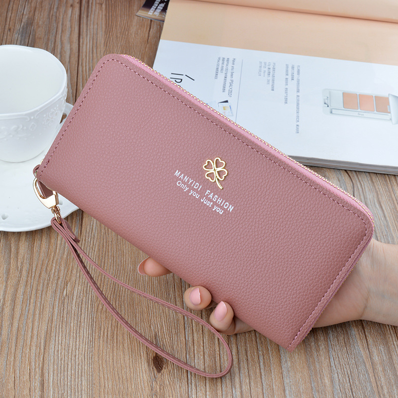 new wallet women‘s long zipper handbag wallet lychee pattern fashion simple large capacity change and mobile phone bag