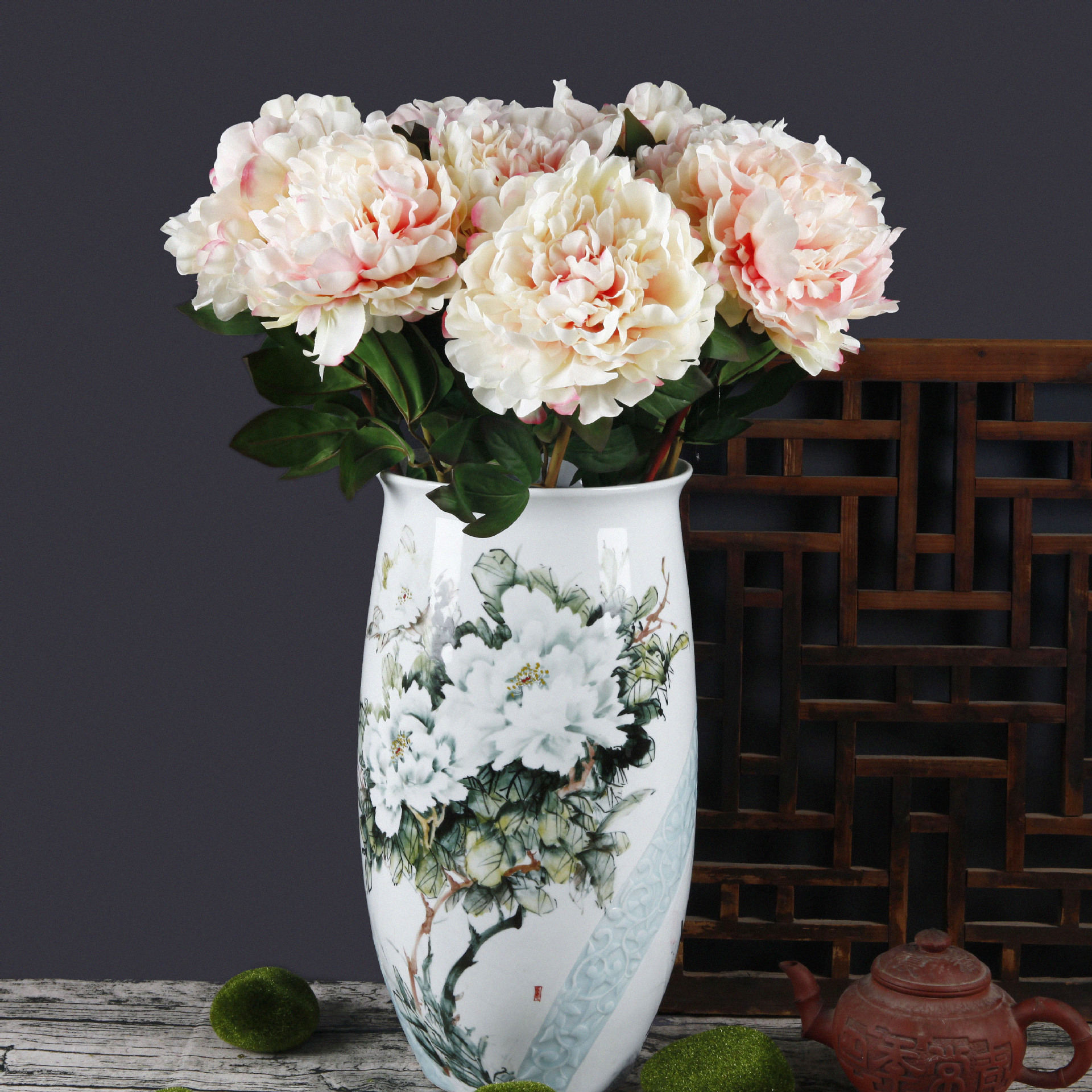 artificial flower artificial plant Factory Direct Sales High Simulation Prickly Pear Peony Flower Simulation Peony Fake Flower Silk Flower Wedding Home Decoration