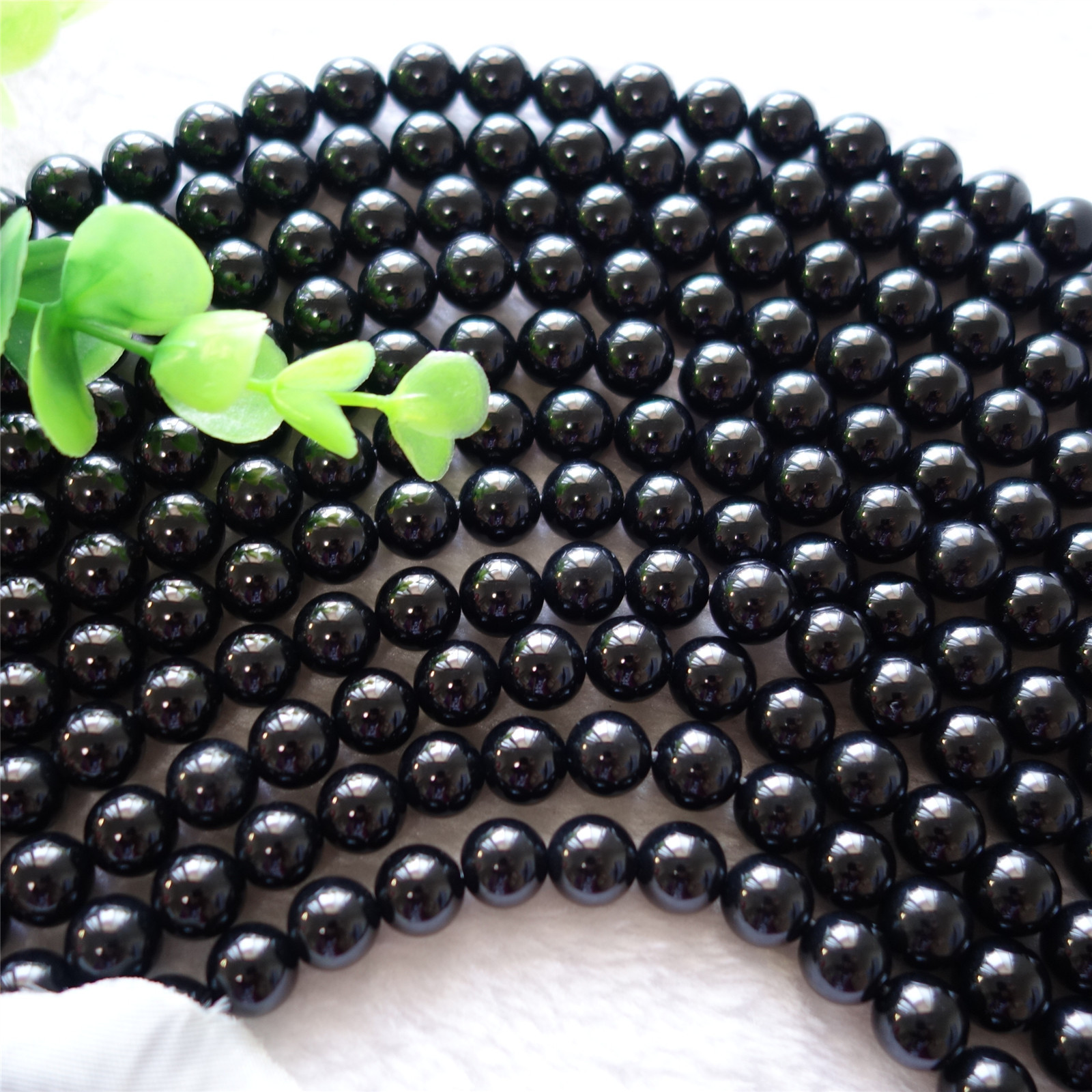 巴西天然黑玛瑙圆珠隔珠手链耳环发簪手工diy配件直孔(多尺寸)