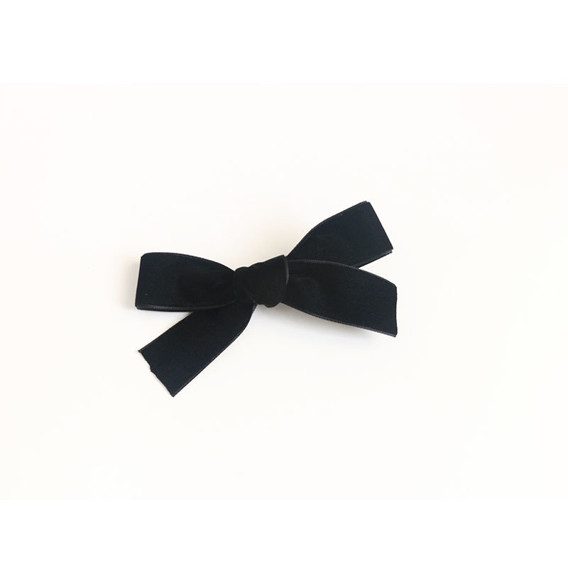 S French Style Girl Hairpin Vintage Black Velvet Bow Hairpin Bangs Clip Top Clip Hair Accessories Brooch Hair Rope