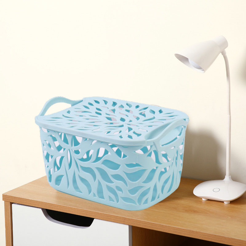 creative household plastic storage box processing hollow-out covered underwear storage box desktop sundries storage box