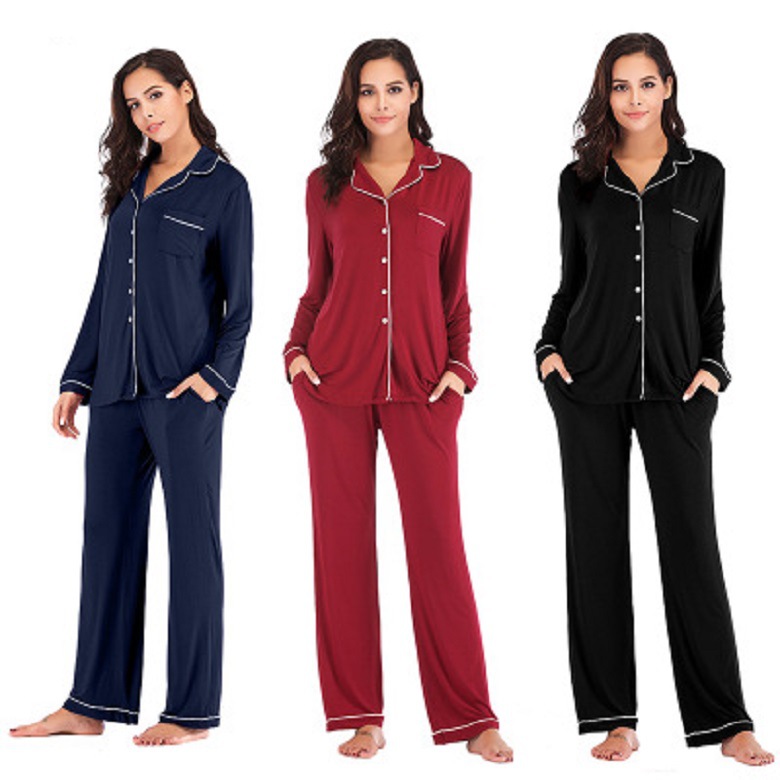 cross-border new popular european and american spring， autumn and winter new pajamas cotton ladies home leisure suit