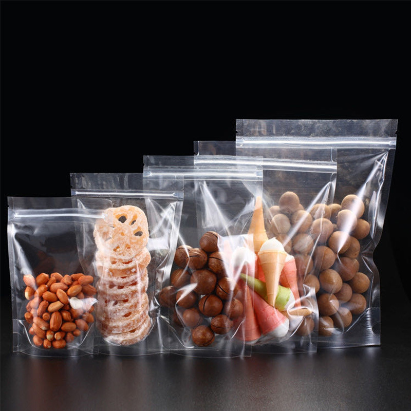 厂家批发加厚透明拉链自封自立袋超市坚果干货食品真空袋包装袋