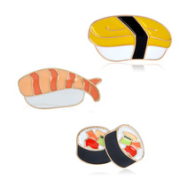 外贸日系美食卡通胸针创意个性三文鱼寿司不同款寿司衣饰胸针徽章