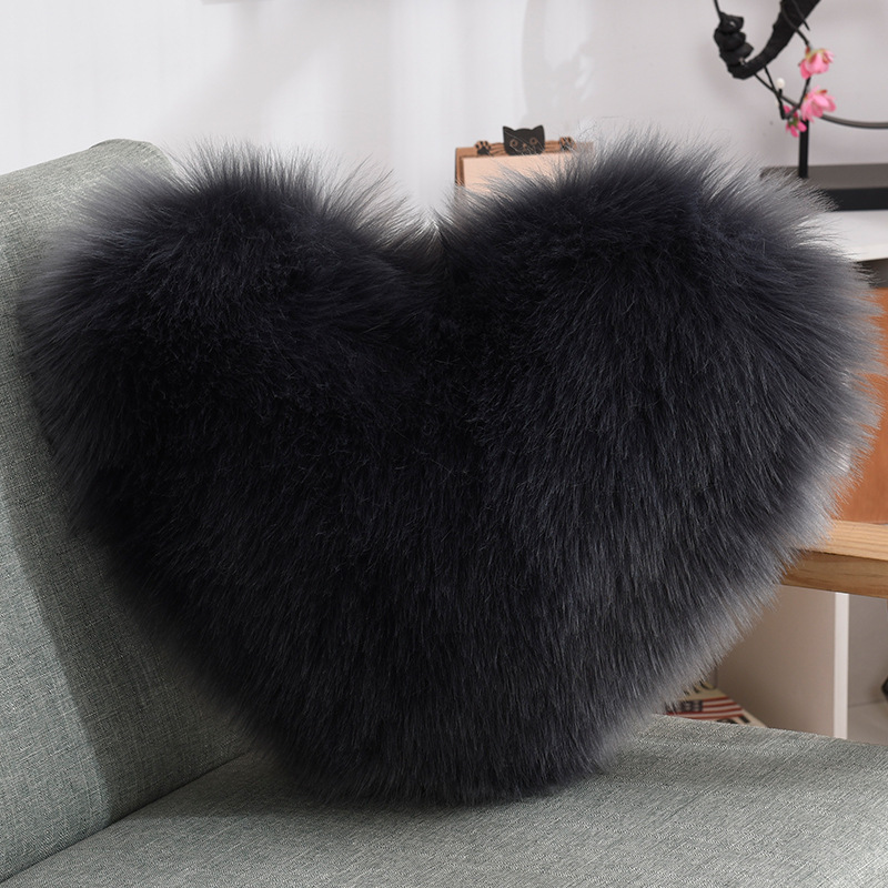 Love Heart-Shaped Plush Pillow Home Cushion Plush Sofa Waist Pad Office Seat Nap Wool-like Pillow